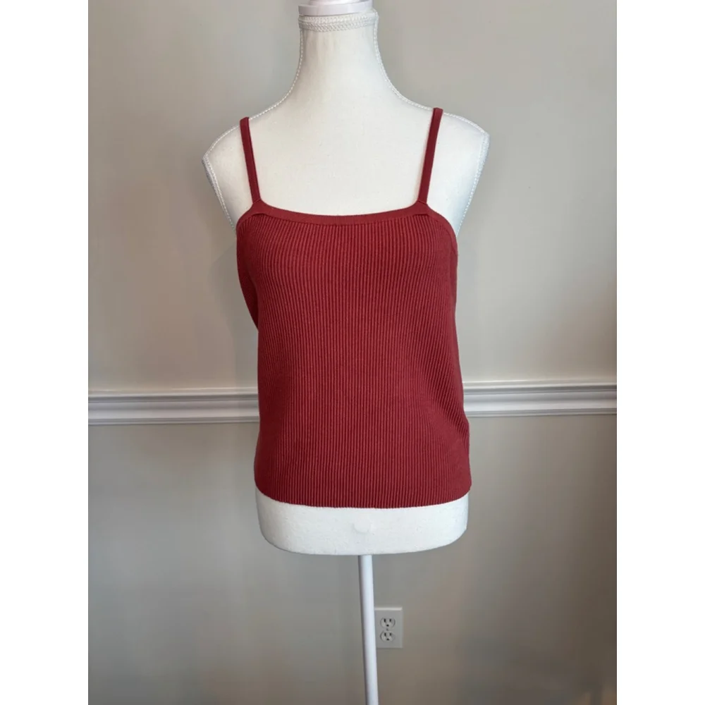 Old Navy Women's XL Ribbed Knit Tank Top Rust Autumn Layer Fall Essential - Picture 2 of 9